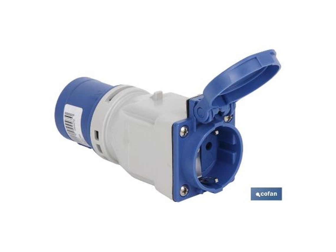 Adaptador industrial clavija-base schuko ip44 16a 230v