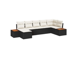 Maison Exclusive - Conjunto de sofás de jardín de poliratán negro y crema de 8 piezas