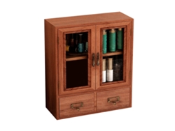 Armario De Sobremesa Retro De Madera Con Puertas Y Cajones Para Cosméticos Y Joyas.