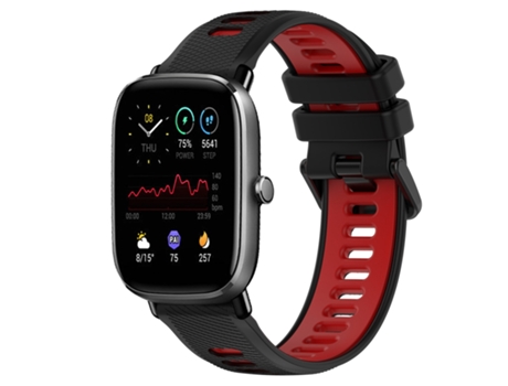 Correa Smartwatch para Amazfit GTS 2 Mini 20mm Correa Deportiva de Silicona Bicolor (Negro + Rojo)