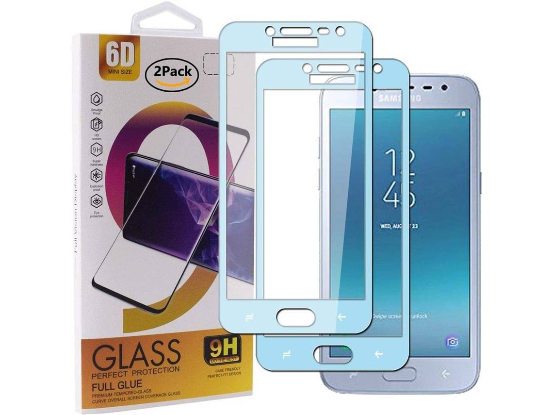 Protector Cristal Templado Samsung Galaxy J2 Pro 2018 HONGWE. Cobertura Completa Azul