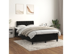 Cama Box Spring Con Colchón Terciopelo Negro 120x200 Cm