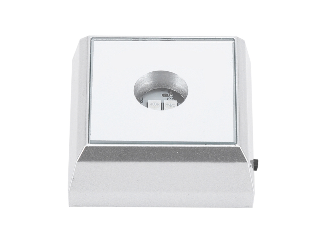 2026-base Soporte De Lámpara Led Cuadrado Para Exhibir Estatua De Cristal Acrílico Plata (luz Colorida)