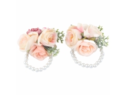 Piezas De Flores Artificiales Para La Muñeca Para Novia, Dama De Honor, Aniversario, Cóctel, Rosa