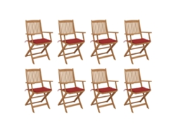 Sillas plegables de exterior de acacia maciza de 8 piezas con cojines DKD Home Decor