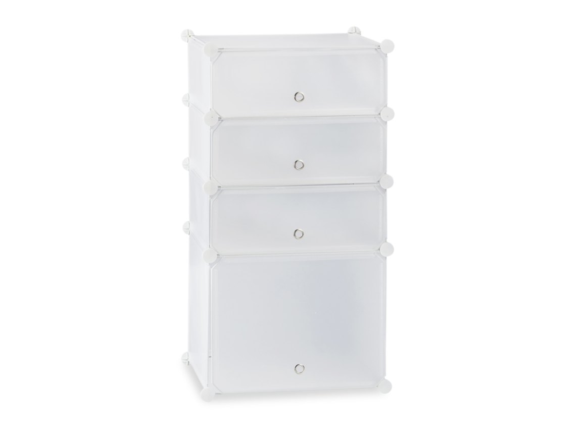 Relaxdays Sapateira De Plástico, Sistema De Prateleiras 4 Níveis, Com Portas, Para 8 Pares, Hbt 91 X 49 X 36 Cm, Branca