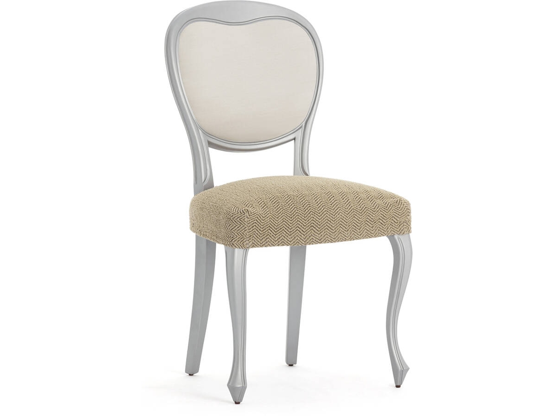 Funda de Silla EYSA Premium Jaz Pack de 2 Fundas Tejido Multielástico (50 x 50 x 5 cm - Poliéster y Algodón - Beige)