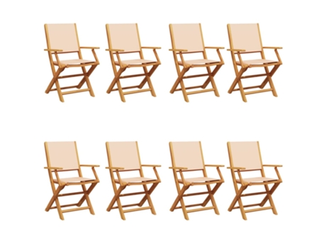 Conjunto 8 Silla De Jardín VIDAXL Beige Madera