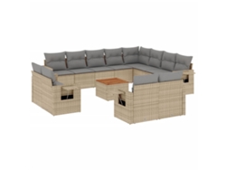 Conjunto 13 sofás de jardín con cojines VIDAXL ratán sintético beige