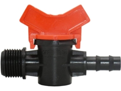 Adaptador para grifo de jardín con rosca externa de 10 mm (1/2"), válvula y control para manguera de riego de 9/12".
