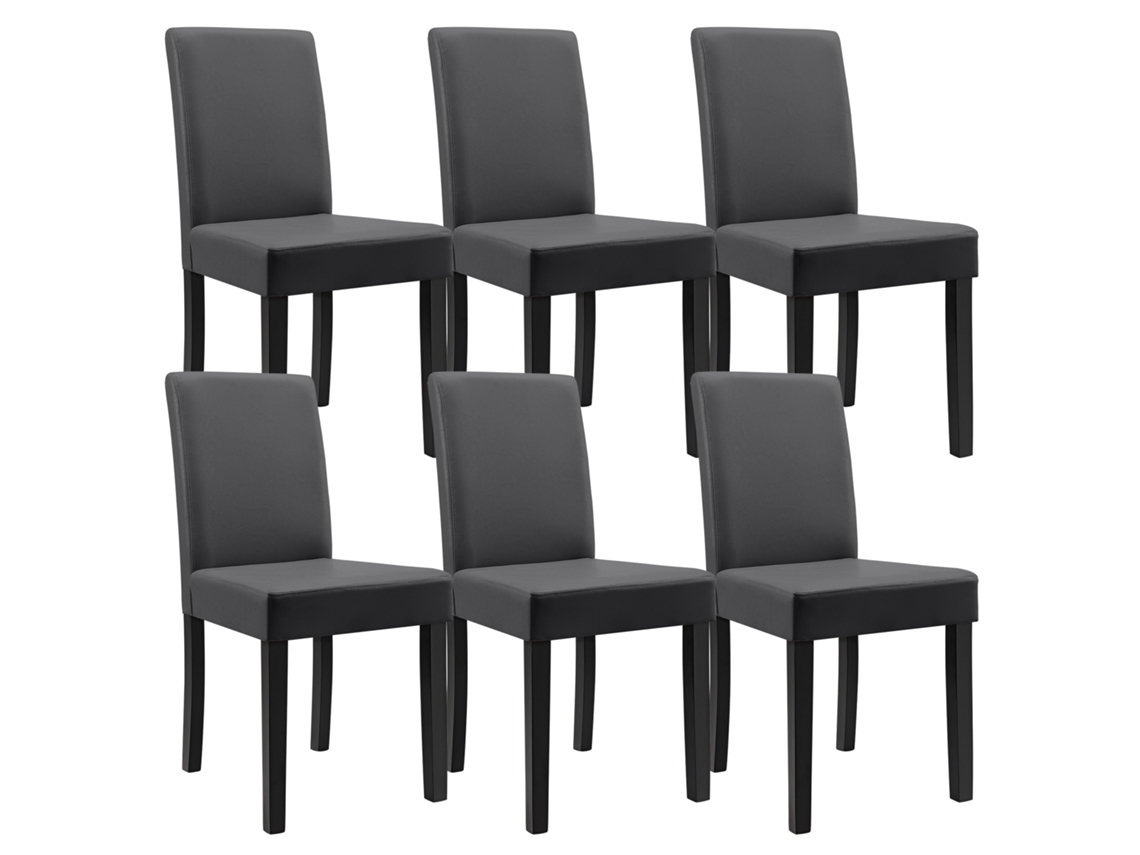 Conjunto de Cadeiras de Jantar [EN.CASA] Cinzento escuro (couro sintético - 90 x 42 x 48 cm)
