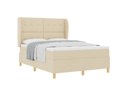 Maison Exclusive - Cama Tipo Box Spring Con Colchón Crema 190 X 140 Cm Tela