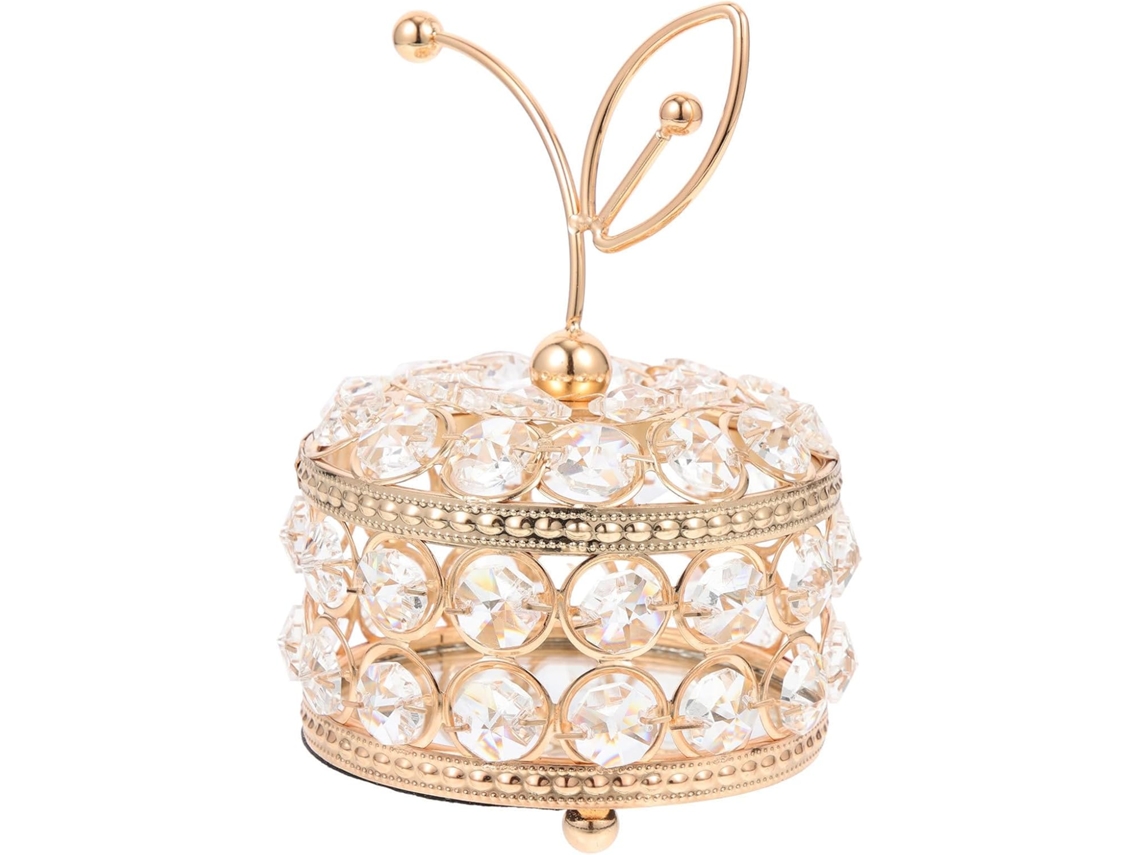 Almacenamiento Joyas Cristal Dorado Espejo Delicado Diseño Hierro Calado Elegante Organizador Collares