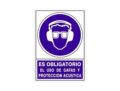 Señal 624 plast.345x245ob.gafa/p.acust es obligatorio uso gafas y prot.acustica