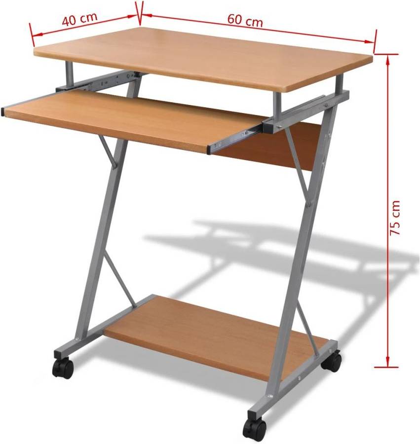 Vidaxl Escritorio Para ordenador bandeja oficina estudiante 60x40x75cm de con