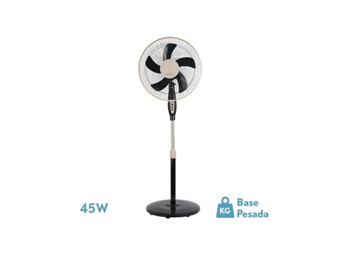 Ventilador de Pie Belmonte Negro/Beis 45W 3 Velocidades Oscilante FABRILAMP