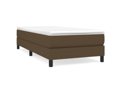 Maison Exclusive - Estructura De Cama Con Somier Tela Marrón Oscuro 90x190 Cm