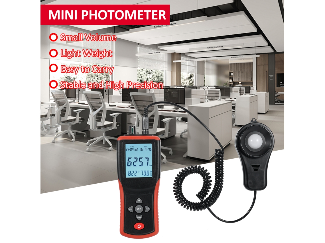 Medidor de luz digital TL 603 S/MARCA, 0,1-400000 lux, con sensor de luz, temperatura y humedad.