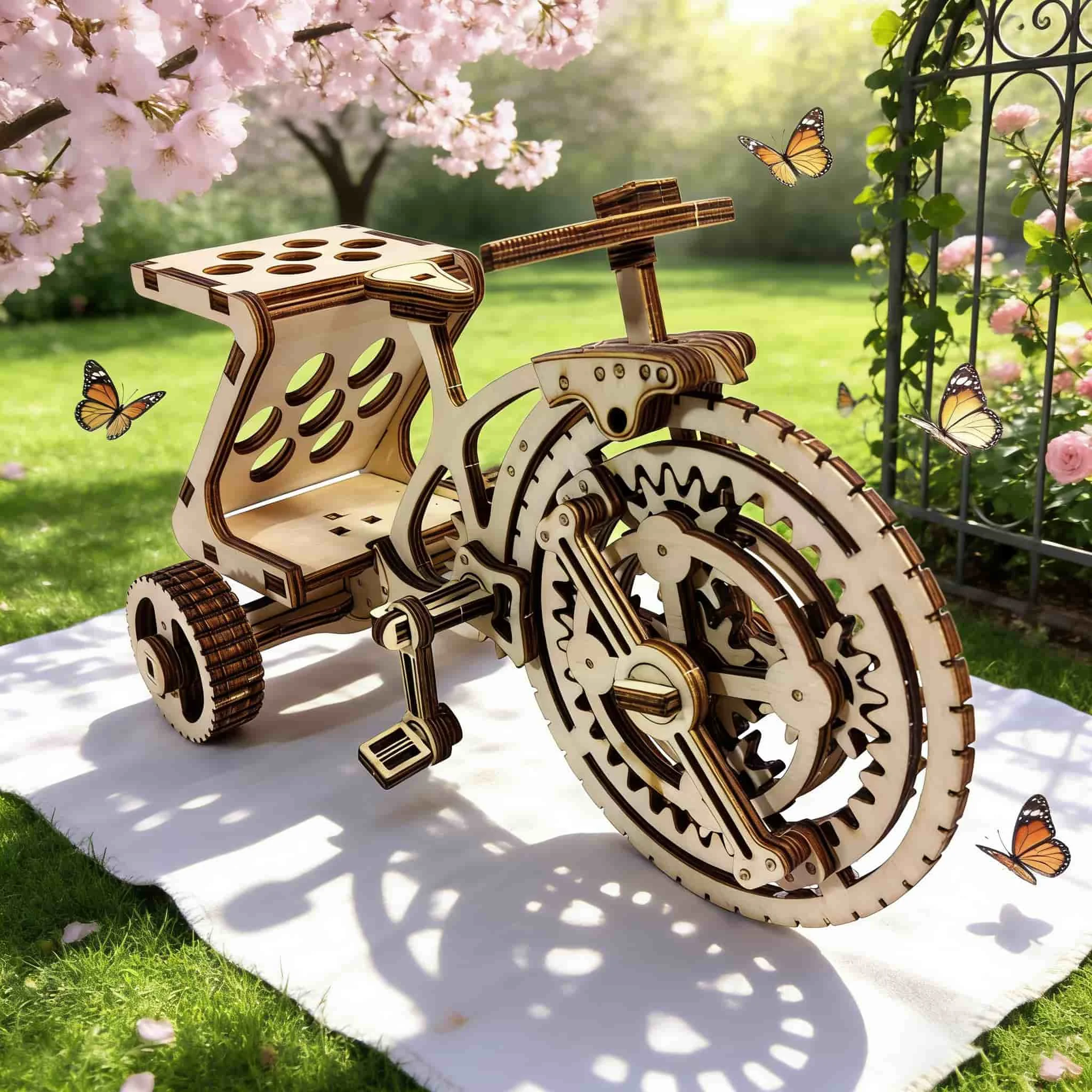 Triciclo De Madera Con Rompecabezas 3d, Modelo De Madera Para Armar