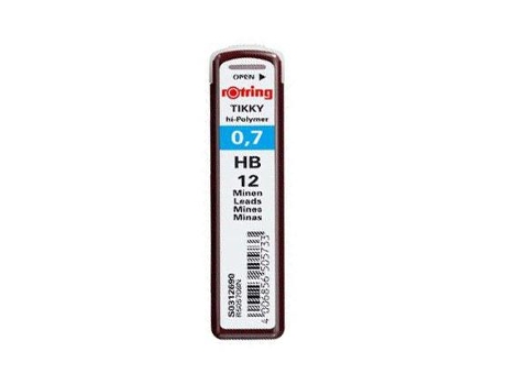 Minas Rotring Grafite 0,7 Mm Hb Estojo de 12 Minas