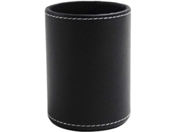 Portalápices Redondo De Piel Sintética Para Brochas De Maquillaje, Material De Oficina Y Escolar (negro)