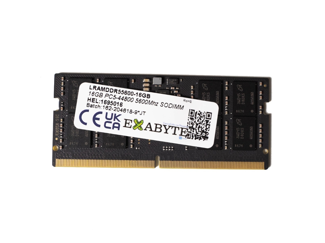 Memoria RAM Exabyte DDR5 de 16 GB y 5600 MHz con un solo DIMM
