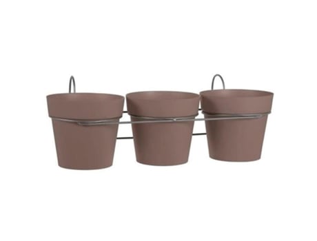 Macetas toscane 15 cm + soporte beige lote 3