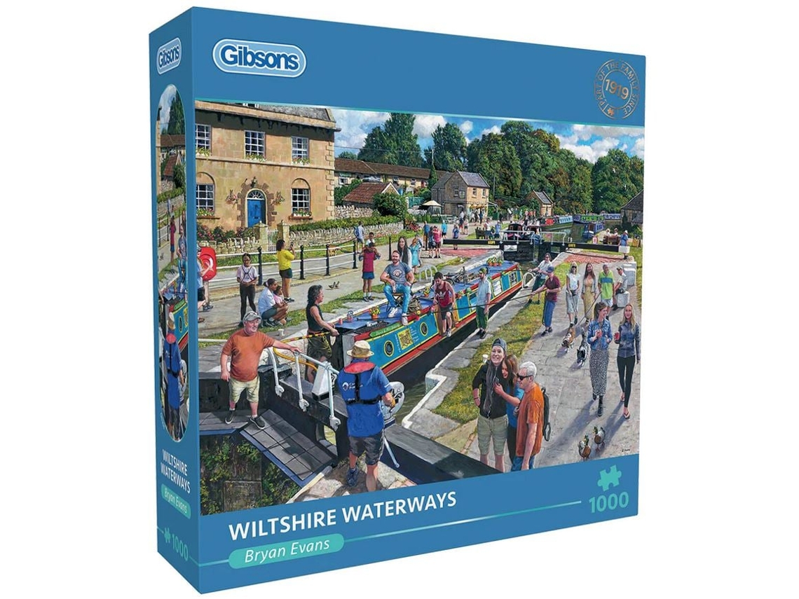 Rompecabezas de cartón de 1000 piezas de Gibsons Wiltshire Waterways para adultos