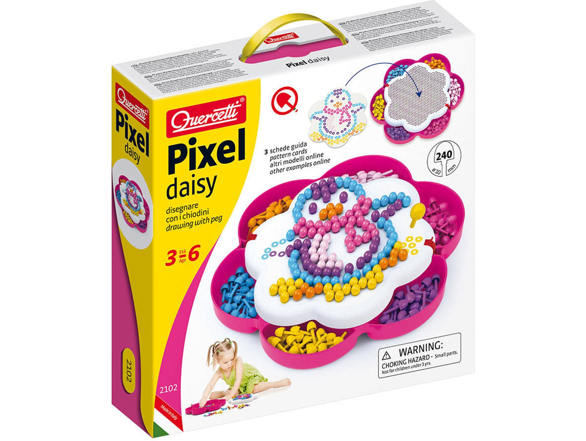 Juego Educativo QUERCETTI Pegs Fantacolor Margarita 10 mm 240 pz (Edad Mínima: 3 Años - 30 x 29 x 7 cm)