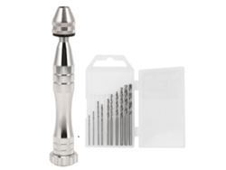 Taladro Manual Helicoidal De Aluminio Plateado Con 10 Brocas Diferentes - Accesorio De Ferretería