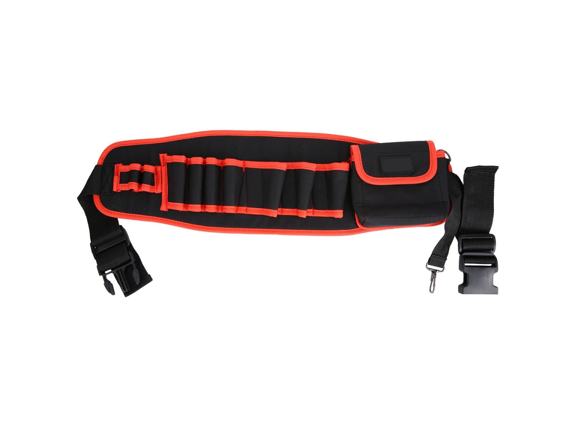 Bolsa de herramientas portátil de lona Oxford con gran capacidad y múltiples bolsillos para herramientas de electricistas y ferretería (roja)