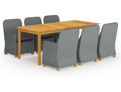 Conjunto 9 de comedor para jardín VIDAXL gris claro