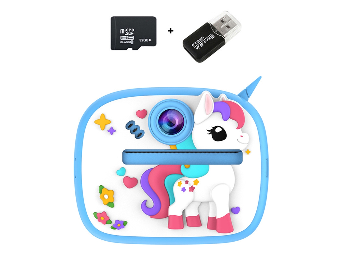 Cámara instantánea Chrui HD 1080p de 48 MP con pantalla IPS de 2,4 pulgadas y tarjeta de memoria de 32 GB (Unicornio Azul)