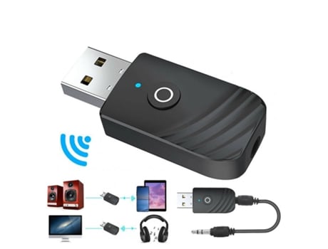 usb inalámbrico compatible con bluetooth 5.0 receptor de audio transmisor 2-en-1 coche adaptador compatible con bluetooth para tv pc coche negro
