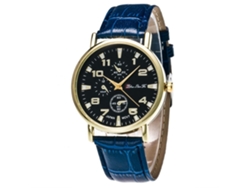 Reloj De Pulsera De Cuarzo Casual Con Correa De Cuero Pu Redondo Retro Zhoulianfa Azul