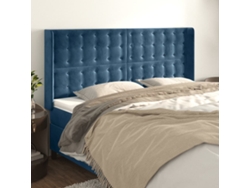 Cabecero Con Orejas De Terciopelo Azul Oscuro 203x16x118/128 Cm