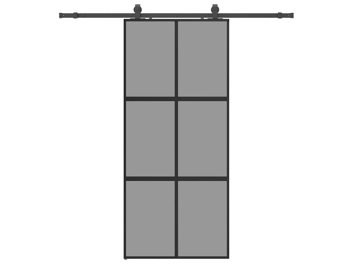 Maison Exclusive - Puerta Corredera Con Herrajes Negro 90x205 Cm Vidrio Templado
