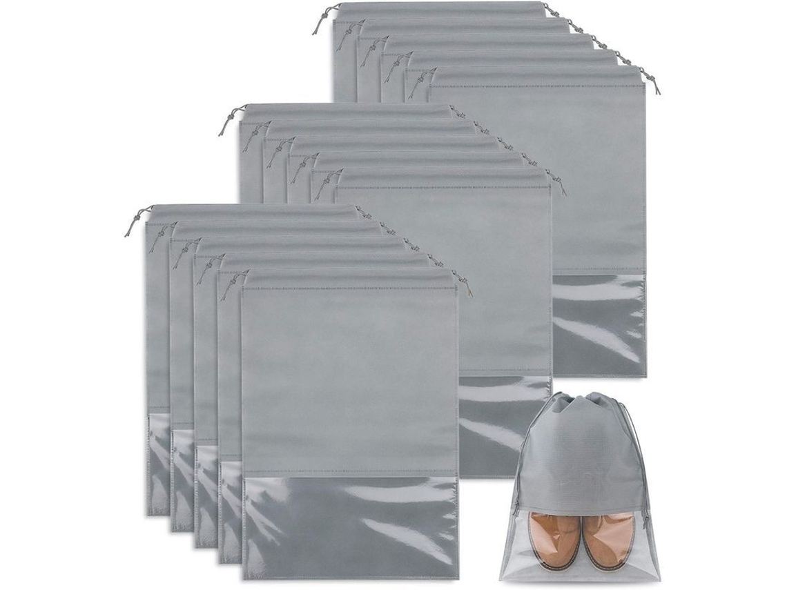 2026-linjou 15 Bolsas Para Zapatos Viaje, Bolsas De Almacenamiento Con Cordón Y Ranura Transparente (gris Claro)