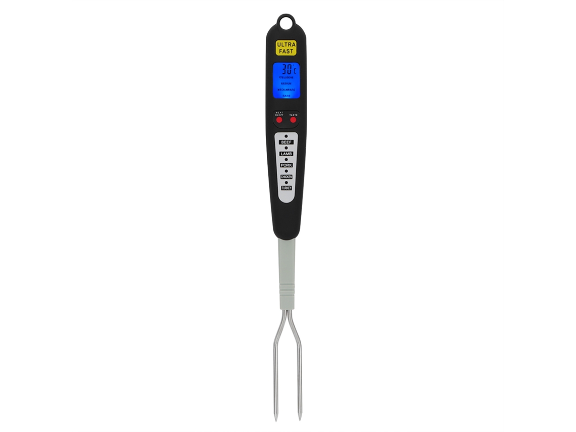Termómetro Digital Para Carne Con Tenedor Y Dos Sondas Para Barbacoa, Pantalla Lcd Instantánea.