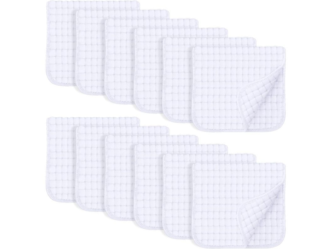 12 Baberos Grandes De Algodón Con Estampado De Mejillones - Suaves Y Absorbentes Para Bebés Niños Y Niñas - Blancos