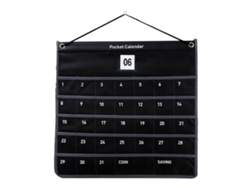 Calendario De Pared Con Bolsillo De Almacenamiento, Tela No Tejida, 44x42 Cm, Negro, Para Sala De Estar U Oficina.