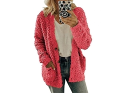 2026-chaqueta De Mujer Suave Caliente Cardigan Fleece Fluffy Tallas Grandes