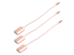 3 Pcs Cable Adaptador Micro Otg Para Android Rosa Tela Tejida Reforzada Sin Oxido