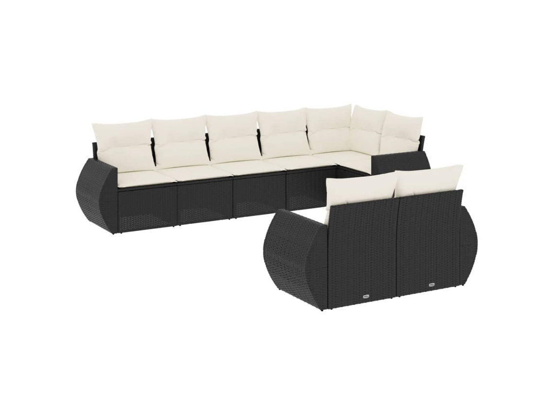 Maison Exclusive - Set De Sofás De Jardín 8 Piezas Y Cojines Ratán Sintético Negro