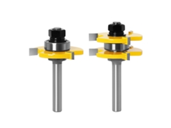 Fresa Para Inglete Con Bloqueo A 45° + Fresa Para Lengüetas + Fresa Para Ranurar — Herramienta De Corte Para Carpintería (1/4" (6,35 Mm))