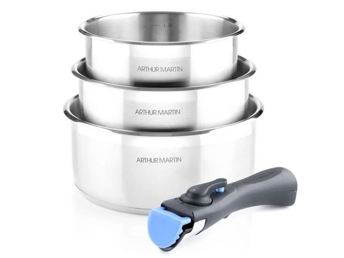 Juego de 3 cacerolas 16-18-20 cm - Acero inoxidable ARTHUR MARTIN