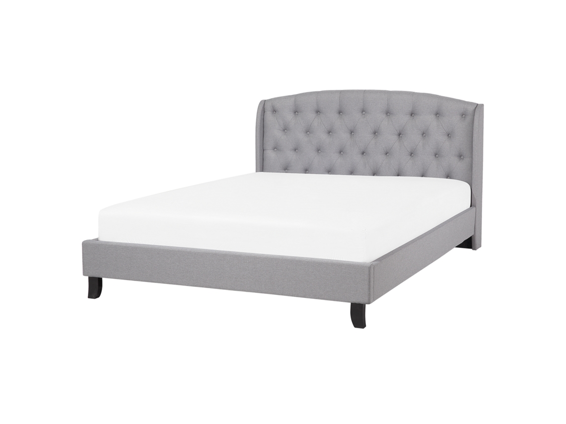 Cama con somier BELIANI Bordeaux de Poliéster Gris 169x221x106