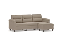 Maison Exclusive - Sofá De 3 Plazas Y Taburete Tela Microfibra Gris Taupe 180 Cm