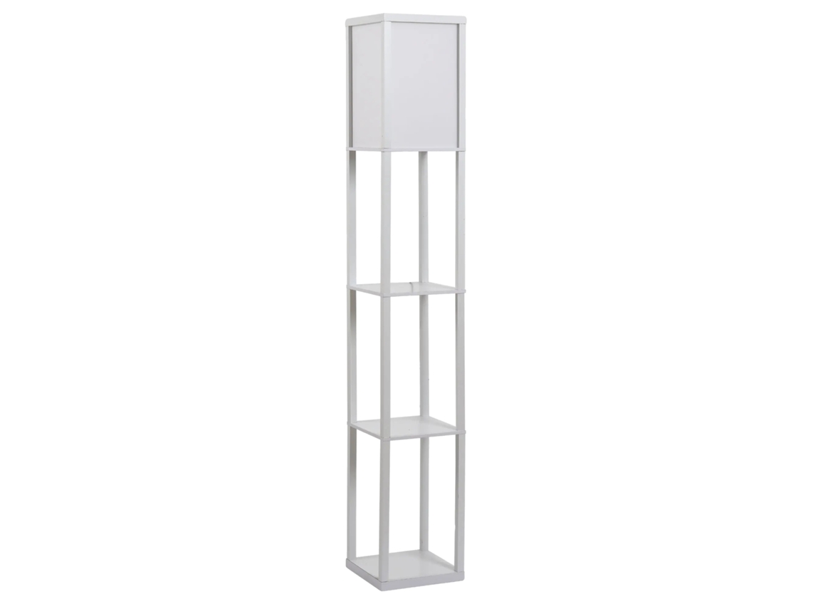 Lámpara de pie, 3 estantes, compatible con bombilla E27, blanca.