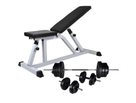 vidaXL Banco de musculación con pesas y mancuernas 60,5 kg